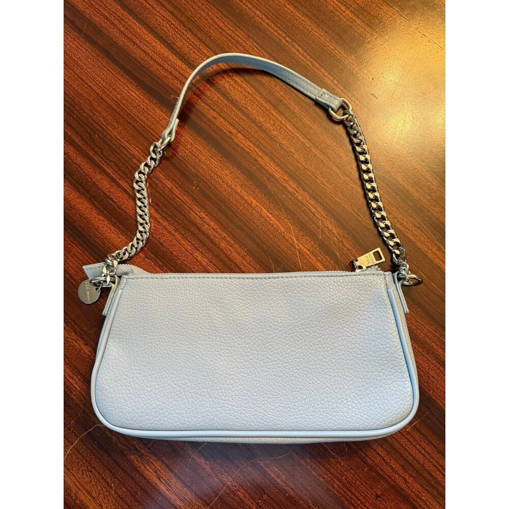Steve Madden Blue Faux Leather Silver Chain Shoulder Bag Small Logo - Picture 2 of 8